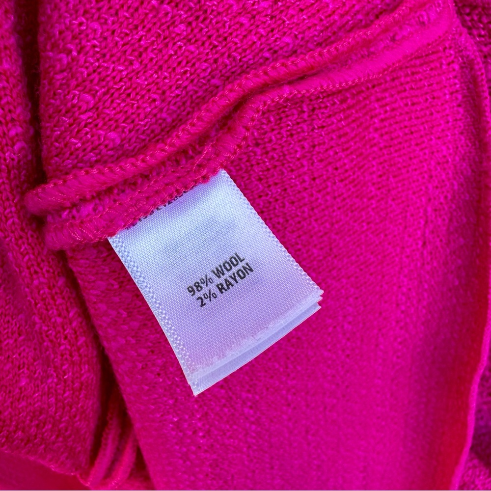 St. John Wool Blend Boucle Knit Fit & Flare Dress Sz 2 Fuchsia Pink - Picture 7 of 8